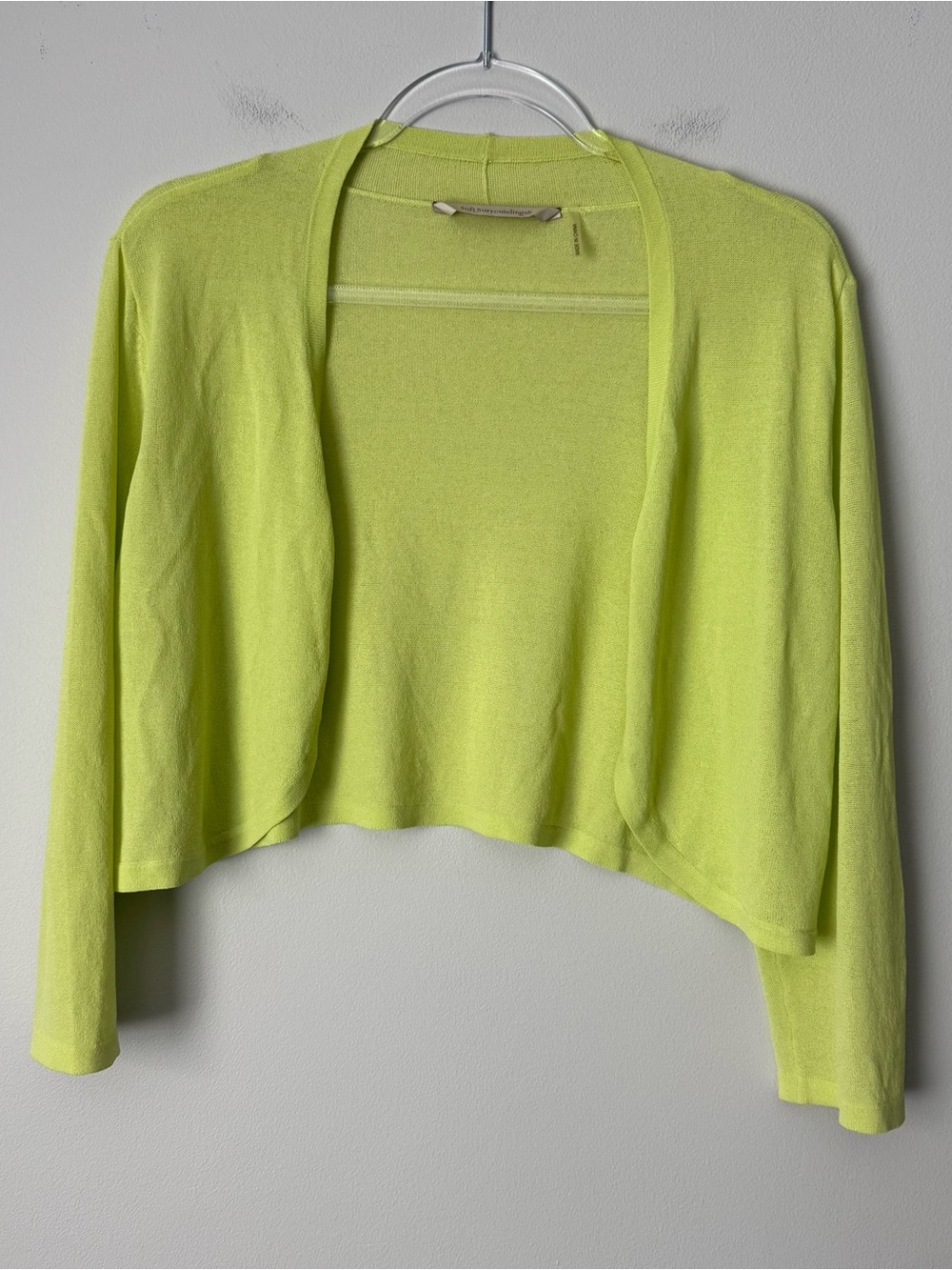Soft Surroundings Neon Yellow Open-Front Cropped Cardigan